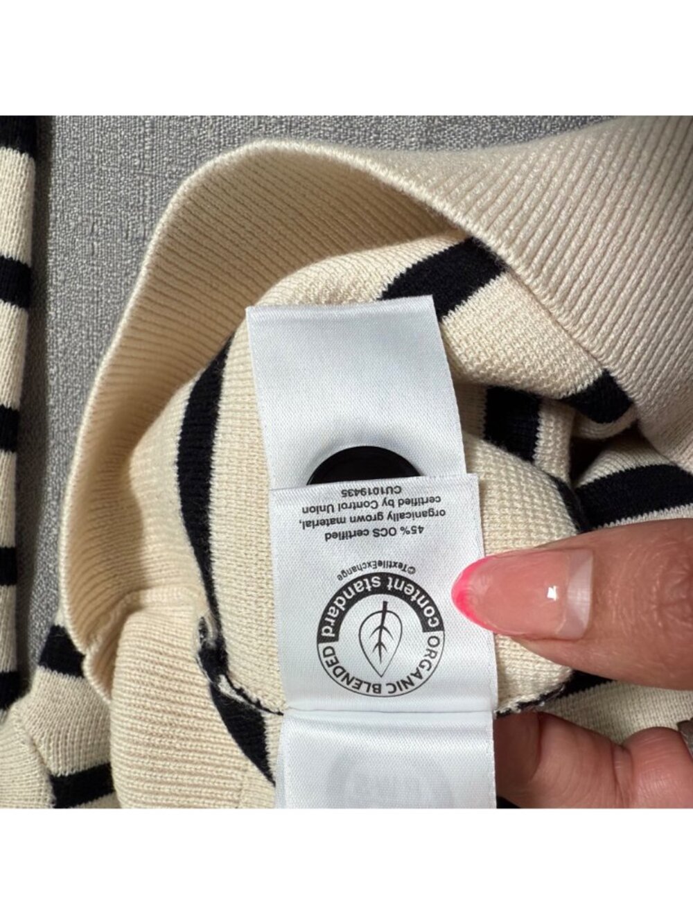 Everlane The Mariner Striped Button Shoulder Sweater Wool Cotton Preppy XS - Picture 11 of 14